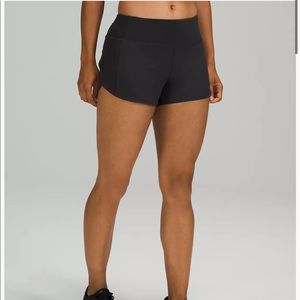 Lululemon Speed Lined Up Mid-Rise Short 4” Black